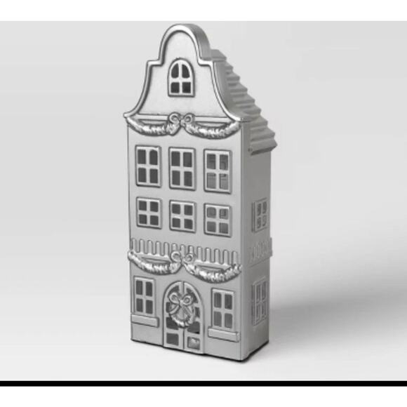 Target Wondershop 11.5" Silver Metallic House Christmas Village Building - Picture 1 of 1